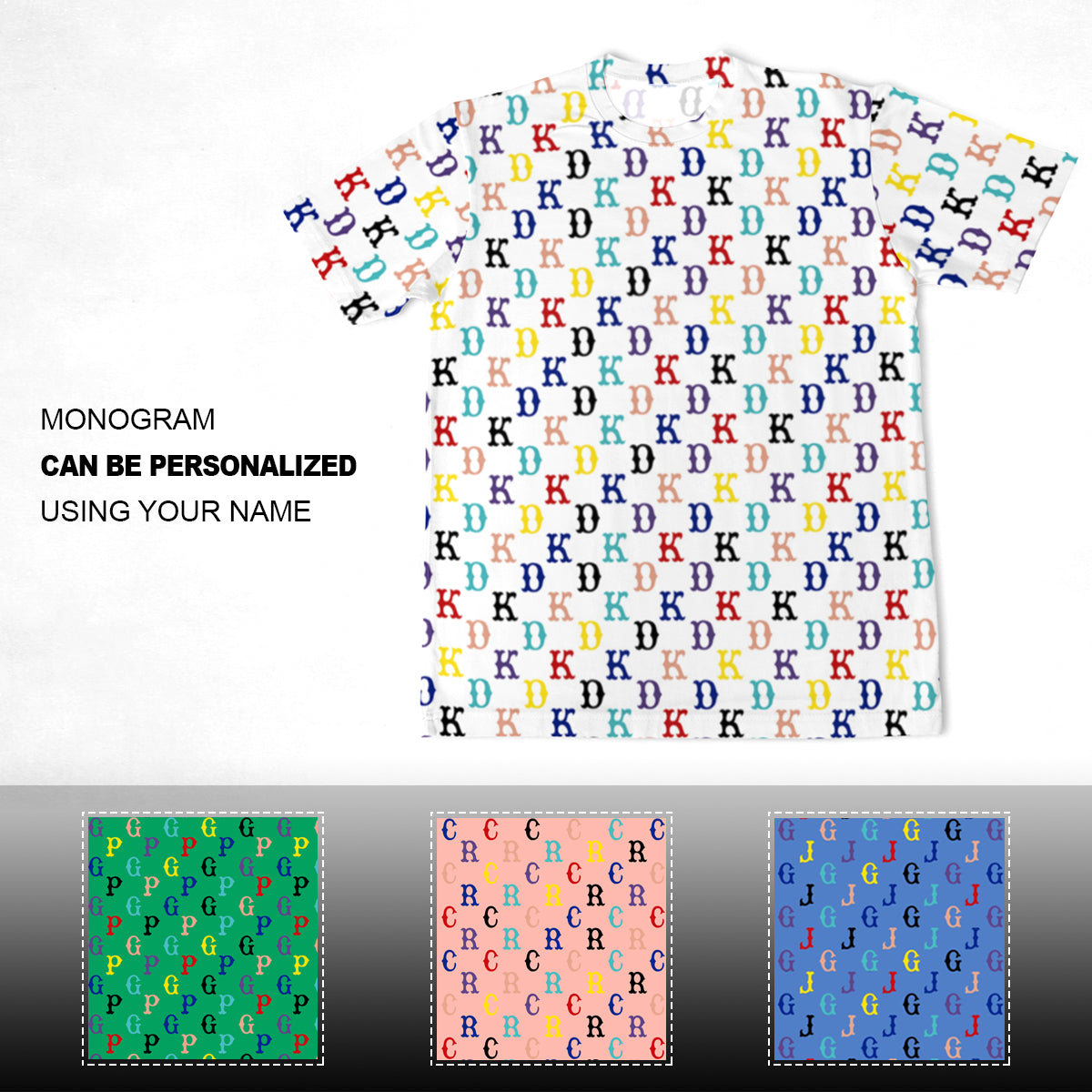 Monogrammed Custom Name Multi Color T-shirt: