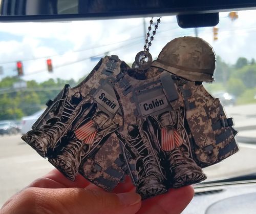 PERSONALIZED FLAT ACRYLIC ORNAMENT MILITARY UNIFORM BOOTS & HAT