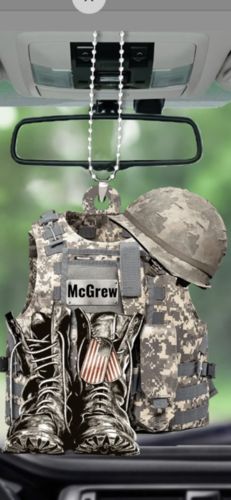 PERSONALIZED FLAT ACRYLIC ORNAMENT MILITARY UNIFORM BOOTS & HAT