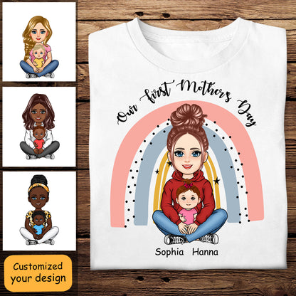 Our First Mother's Day Rainbow - Personalized Apparel - Gift For New Mom, Expecting Mom, 1st Mother's Day