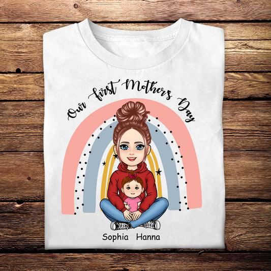 Our First Mother's Day Rainbow - Personalized Apparel - Gift For New Mom, Expecting Mom, 1st Mother's Day