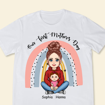 Our First Mother's Day Rainbow - Personalized Apparel - Gift For New Mom, Expecting Mom, 1st Mother's Day