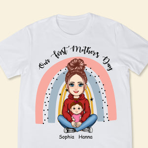 Our First Mother's Day Rainbow - Personalized Shirt - Gift For New Mom, Expecting Mom, 1st Mother's Day