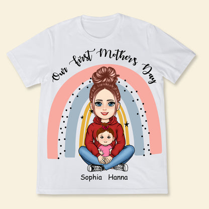 Our First Mother's Day Rainbow - Personalized Apparel - Gift For New Mom, Expecting Mom, 1st Mother's Day