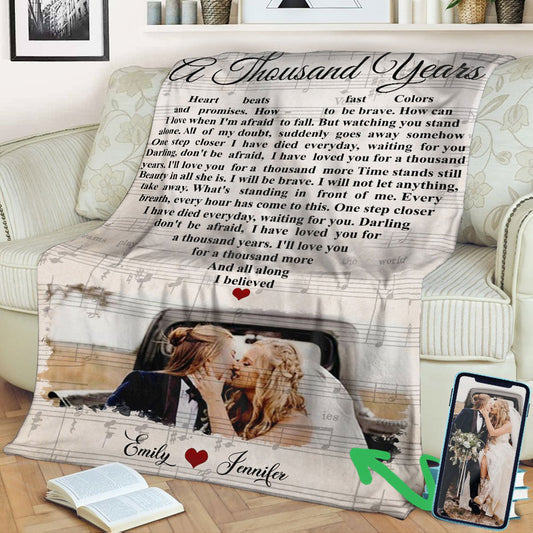 A Thousand Years Personalized Blanket Customized Anniversary Gift With Your Favorite Lyric And Your Own Photo athousandyearblk.jpg?v=1625045548