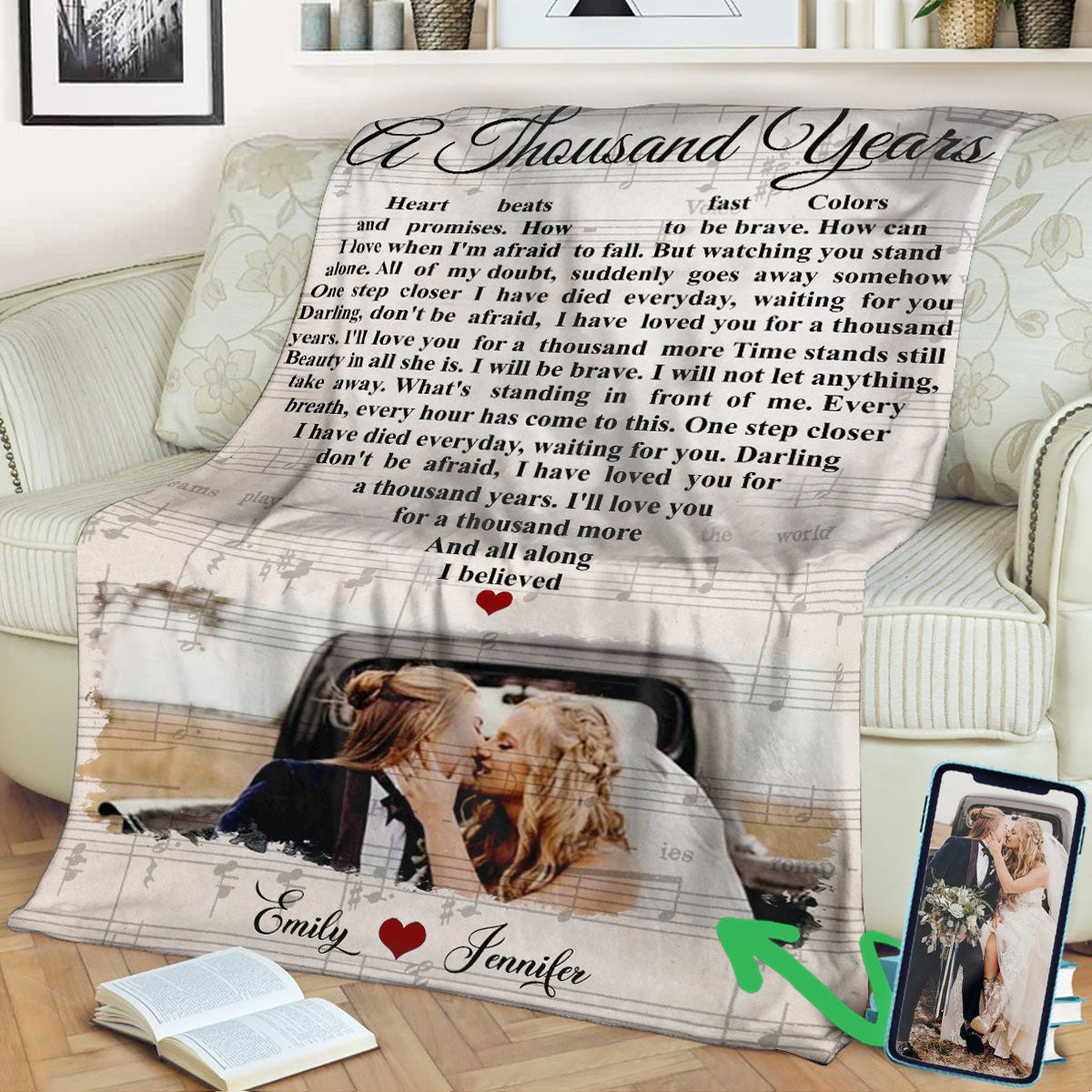 A Thousand Years Personalized Blanket Customized Anniversary Gift With Your Favorite Lyric And Your Own Photo athousandyearblk.jpg?v=1625045548
