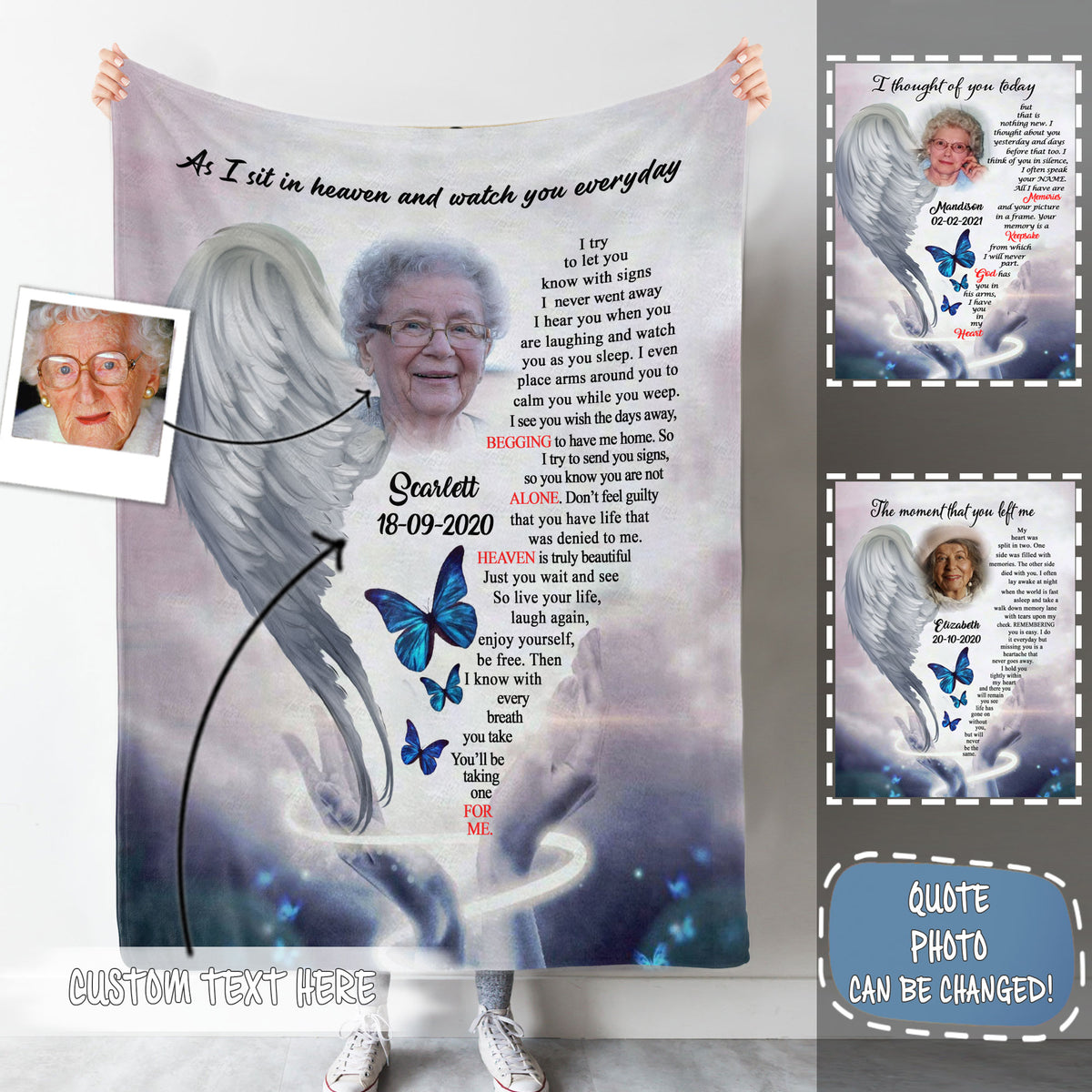 Angel Wings of Mother Upload Photo The Moment That You Left Me Personalized Fleece Blanket