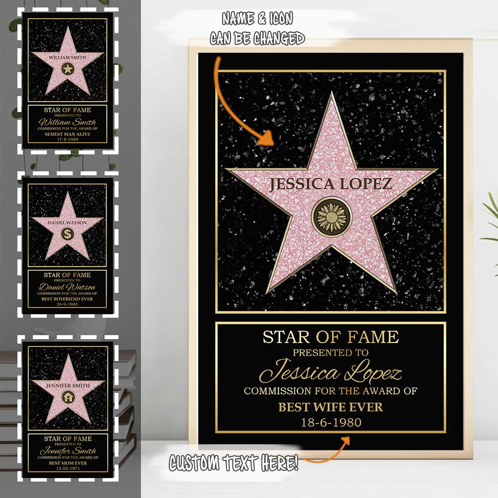 Star Of Fame Custom Icon Canvas Gift For Family - Best Custom