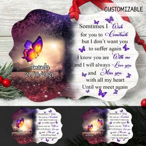 Purple Butterfly Miss You All My Heart Personalized Aluminum Ornament Memorial Gift Christmas Gift
