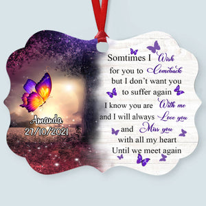 Purple Butterfly Miss You All My Heart Personalized Aluminum Ornament Memorial Gift Christmas Gift