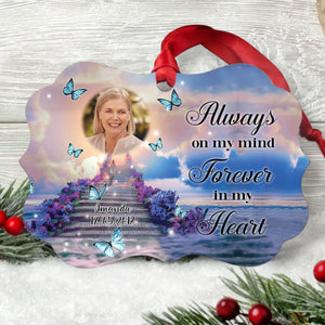 Road To Heaven Butterfly You Left My World Personalized Aluminum Ornament Memorial Gift