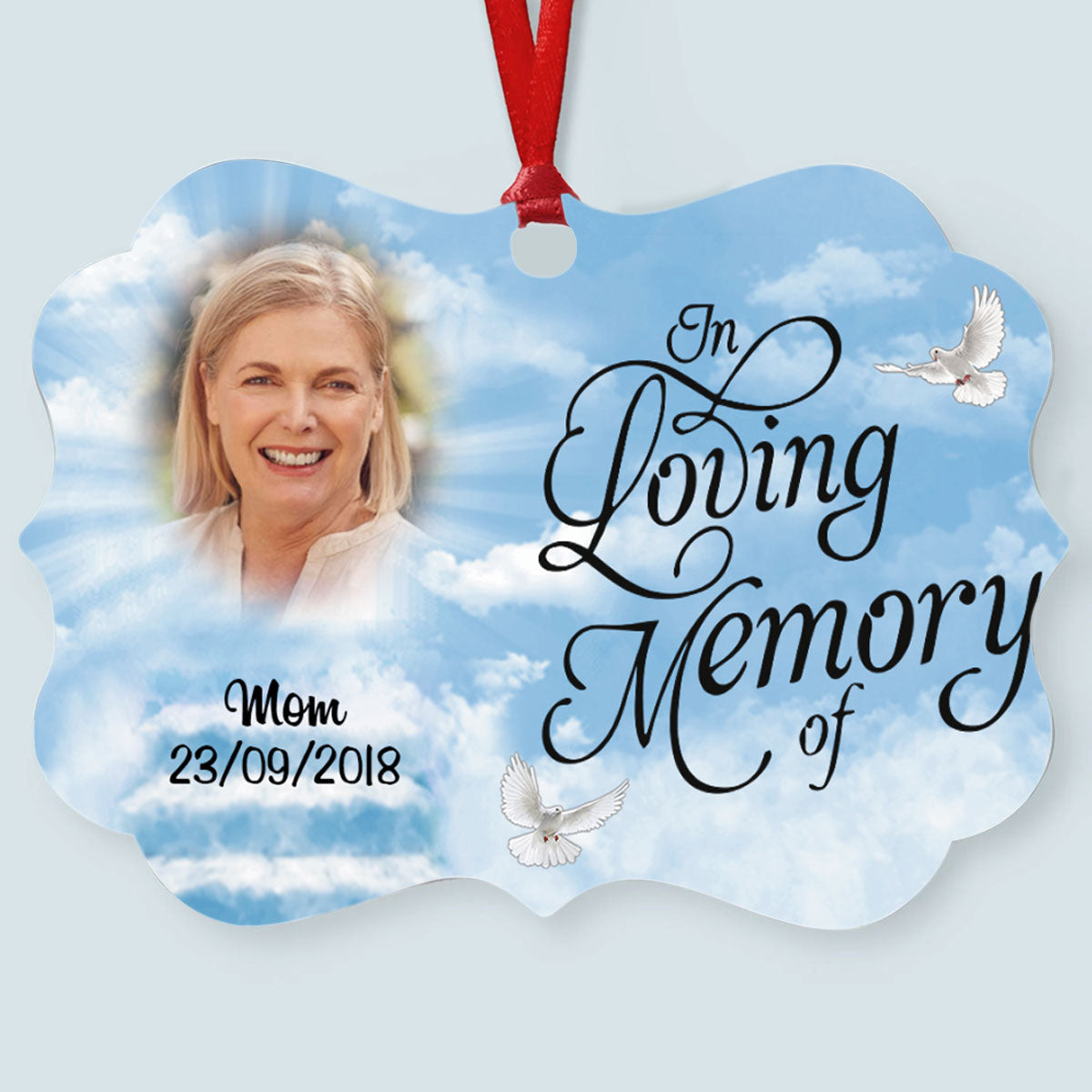 In Loving Memory Of Memorial Dove Multiple Background Personalized Aluminum Ornament Memorial Gift