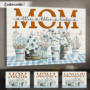 Amazing Loving Flowers Mom Custom Name - Personalized Canvas - Gift For Mom