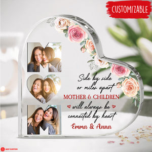 We Love You Custom Photo Heart Shaped Acrylic Plaque Gift For Mom