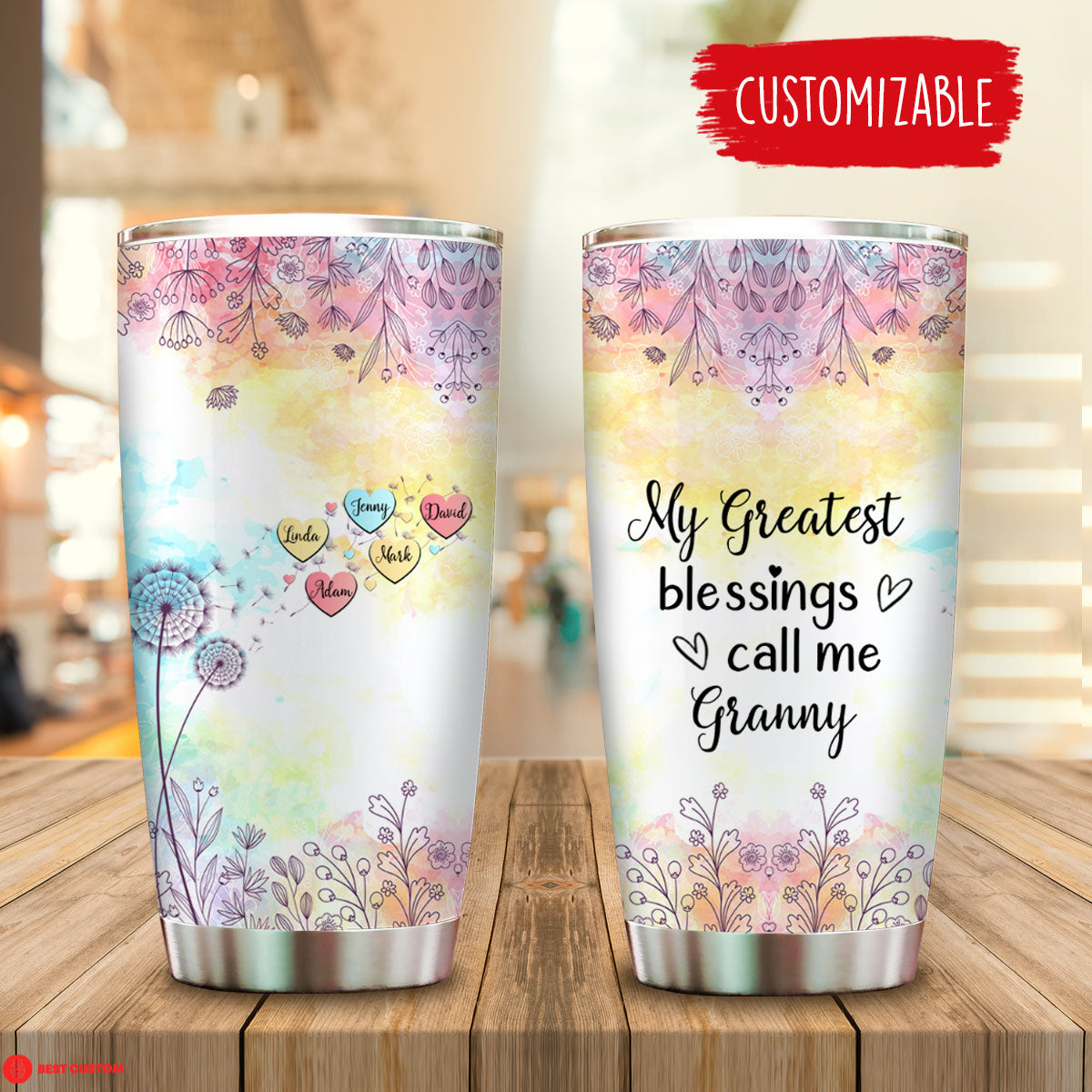 My Greatest Blessings Call Me Nana, Dandelion - Personalized Tumbler - Gift For Grandma