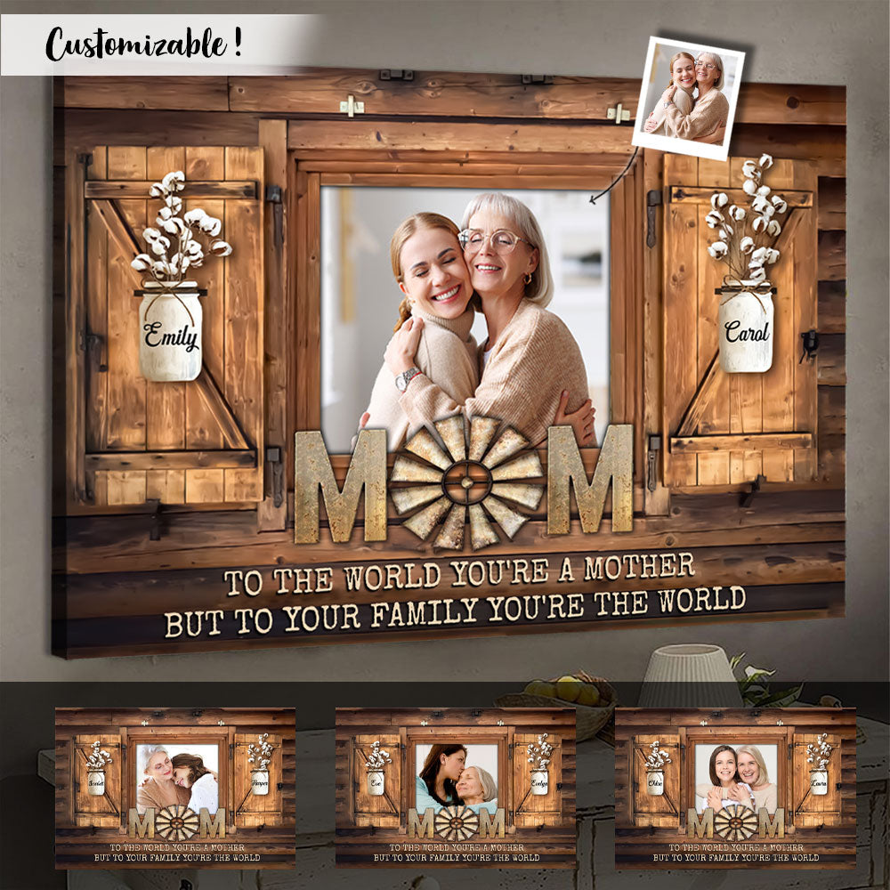 You Are The World Personalized Photo Canvas Gift For Mom