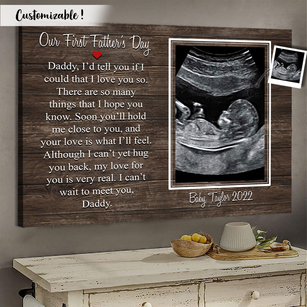 Personalized baby' photo poster - canvas and custom baby's name with love quote gift for new dad, father