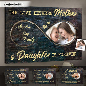 Love Mother Daughter Custom Photo Canvas Gift For Mom