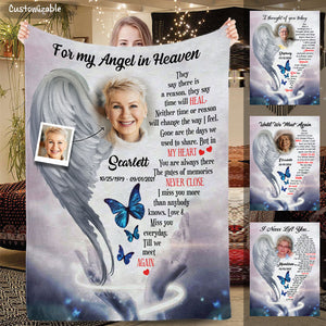 Angel Wings of Mother Upload Photo The Moment That You Left Me Personalized Fleece Blanket