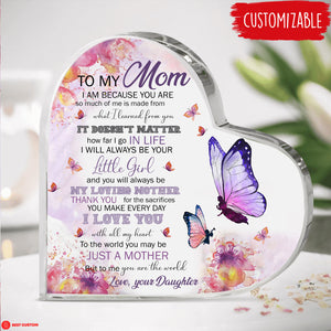 You Are The World Butterfly Custom Heart Acrylic Plaque Gift For Mom