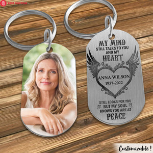 My Soul Knows You Are At Peace - Personalized Photo Stainless Steel Keychain - Memorial