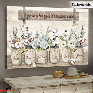 A Garden Of Love Grows In A Grandma's Heart, Flowers - Personalized Canvas - Gift For Grandma