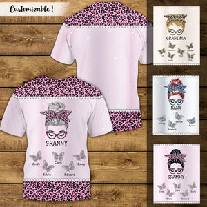 Leopard Messy Bun Grandma - Personalized 3D All Over Print Shirt - Gift For Grandma