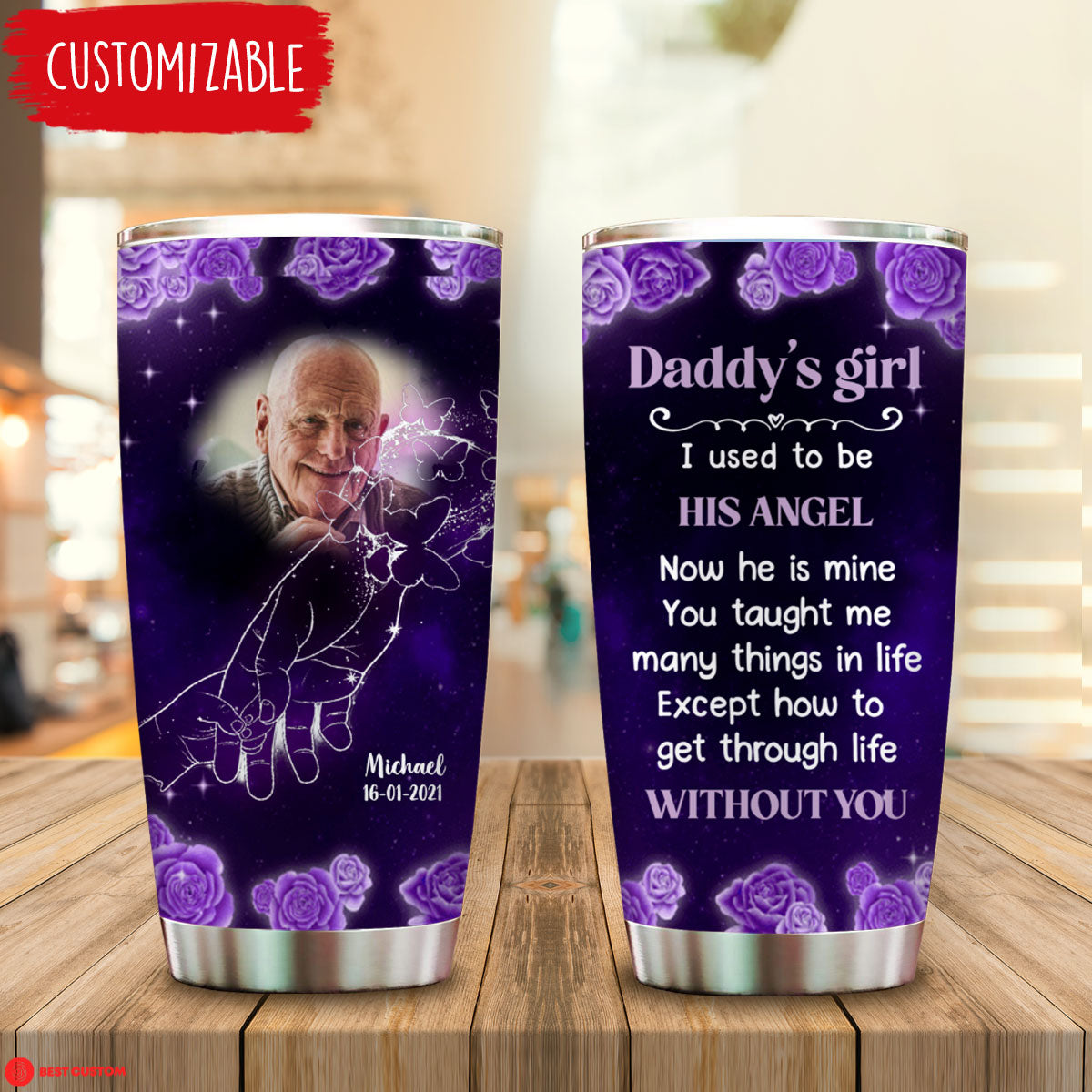 Life Without You - Personalized Photo Tumbler - Memorial