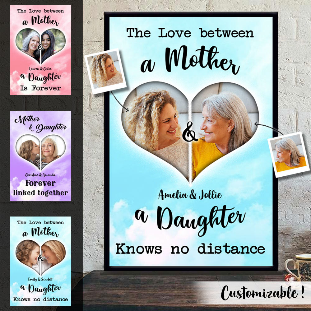 No Distance Mother And Daughter - Personalized Photo Canvas - Gift For Mom
