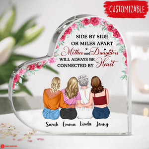 Love Between Mom & Daughters Is Forever Personalized Heart Shaped Acrylic Plaque Gift For Mom