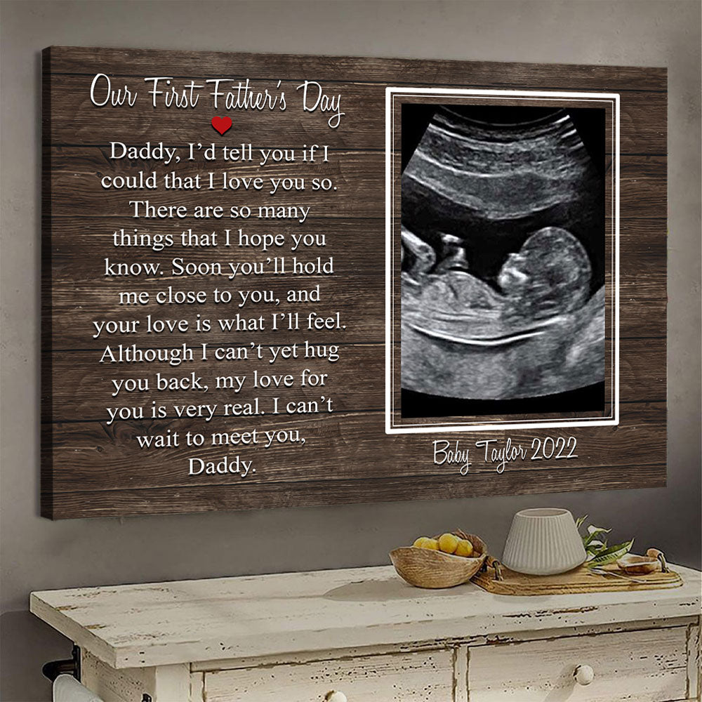 Personalized baby' photo poster - canvas and custom baby's name with love quote gift for new dad, father