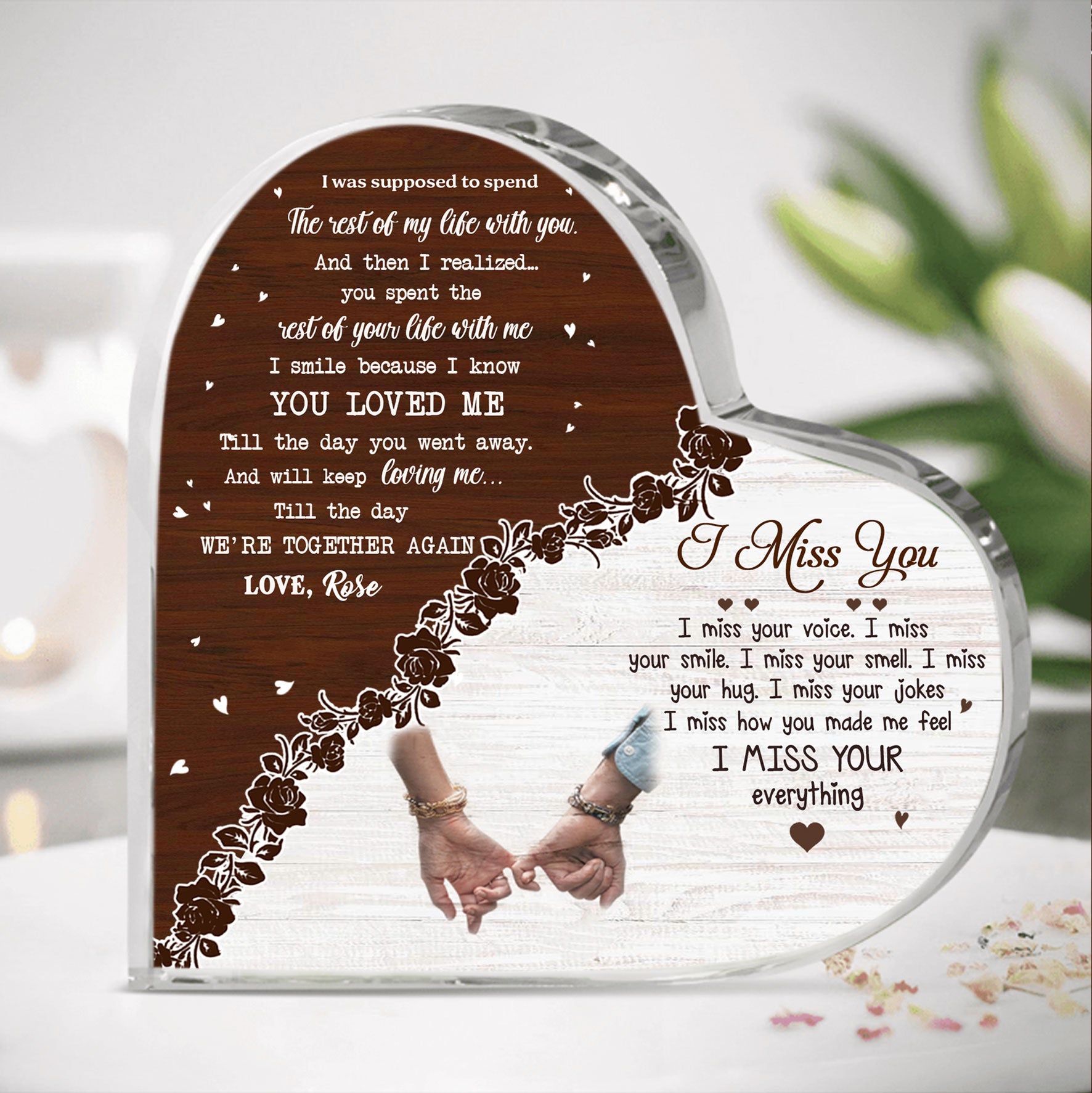 I Miss Your Everything Personalized Heart Shaped Acrylic Plaque Memorial