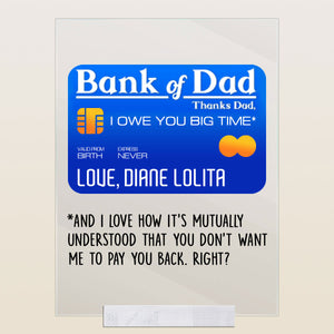 Bank Of Dad Personalized Acrylic Plaque Gift For Father