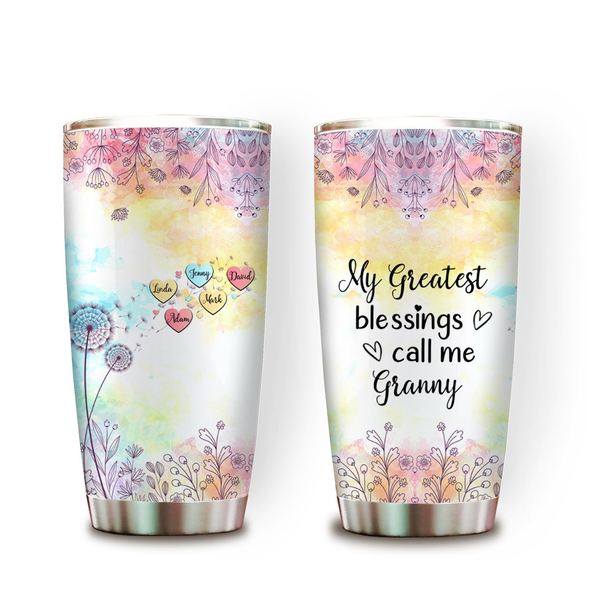 My Greatest Blessings Call Me Nana, Dandelion - Personalized Tumbler - Gift For Grandma