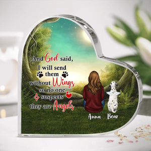 They Are Angels Personalized Heart Shaped Acrylic Plaque Memorial Dog