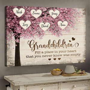 Grandchild Fill A Place In Your Heart, Tree - Personalized Canvas - Gift For Grandma