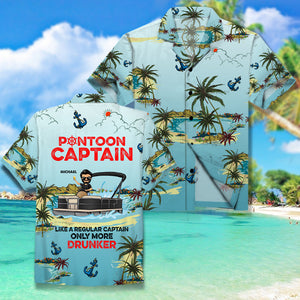 Pontoon Captain Like A Regular Captain Only More Drunker - Personalized All Over Print Hawaiian Shirt - Beach