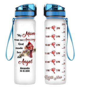 My Mom Was So Amazing God Made Her An Angel - Personalized Water Tracker Bottle - Memorial