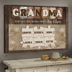 You Fill Our World With Joy & Love - Personalized Canvas - Gift For Grandma