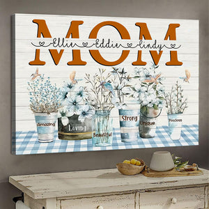 Amazing Loving Flowers Mom Custom Name - Personalized Canvas - Gift For Mom