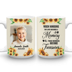 In Loving Memory Floral Frame - Personalized Photo Edge To Edge Mug - Memorial