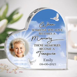 In Loving Memories Personalized Photo Heart Shaped Acrylic Plaque Memorial