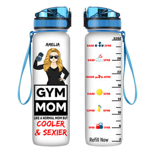 Gymnastic Mom Stronger & Sexier - Personalized Water Tracker Bottle - Gift For Mom