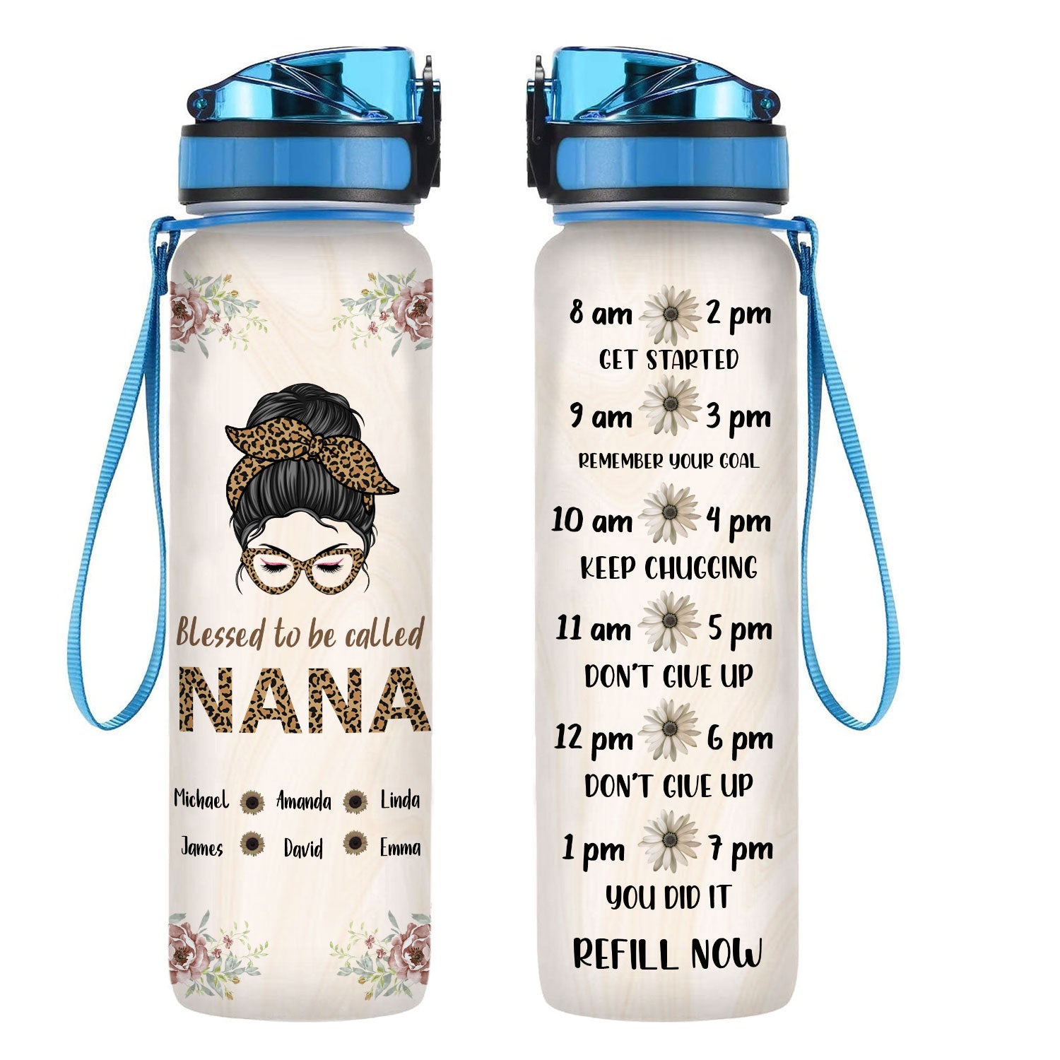 Blessed To Be Called Nana- Personalized Water Tracker Bottle - Gift For Grandma