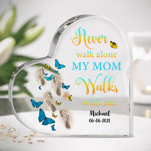 Never Walk Alone Personalized Heart Shaped Acrylic Plaque Memorial