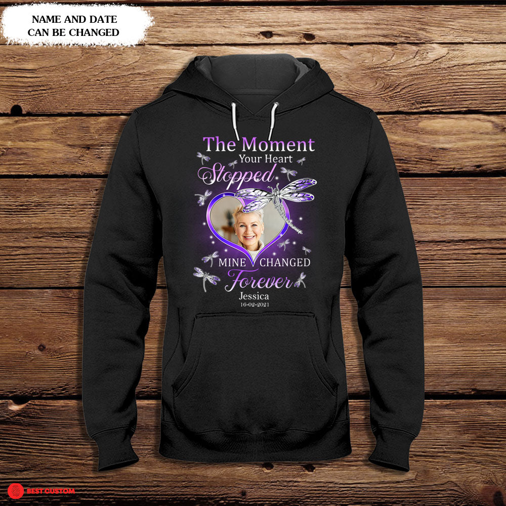 The Moment Your Heart Stopped Mine Changed Forever - Personalized Photo Apparel - Memorial