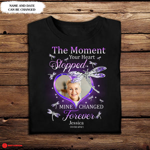 The Moment Your Heart Stopped Mine Changed Forever - Personalized Photo Apparel - Memorial
