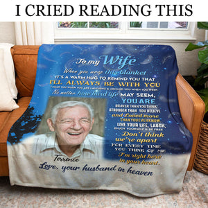 I'm Right Here In Your Heart - Personalized Blanket - Memorial Gift For Wife, Mother banner-blanket-I-Cried-Reading-This-_Crw-_-Upload-Photo.jpg?v=1677553810