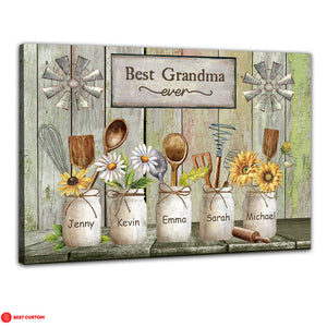 Best Grandma Ever - Personalized Canvas - Gift For Grandma