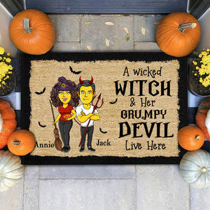 Wicked Witch Handsome Devil Yellow Couple Personalized Doormat - Halloween banner-doormat-hlw-gg_972c87fe-ebd1-4bcf-9212-0e2a2281af65.jpg?v=1661829923